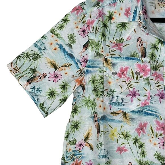Sandrine Rose Hawaiian Pearl Snap Shirt Multicolored Women Medium NWT Made USA - Picture 4 of 9
